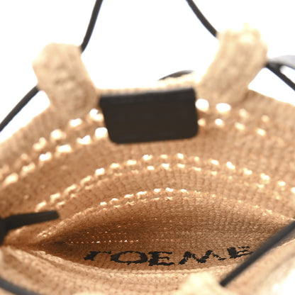 Loewe Raffia Logo Drawstring Pocket Crossbody Natural Black 5 of 10