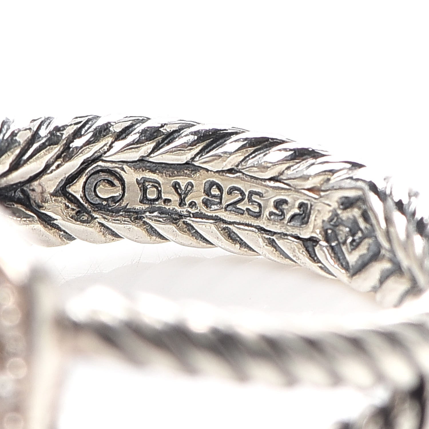David Yurman Sterling Silver Diamond Prasiolite 7mm Petite Albion Ring 52 6 4 of 4