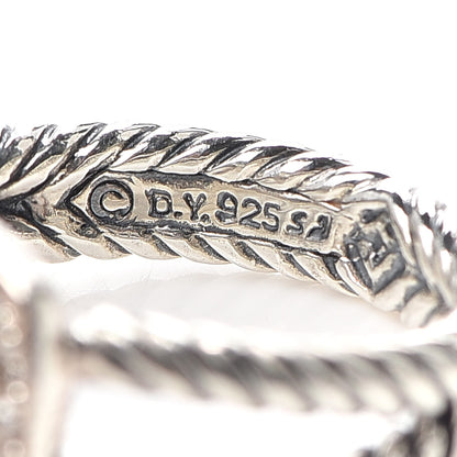 David Yurman Sterling Silver Diamond Prasiolite 7mm Petite Albion Ring 52 6 4 of 4