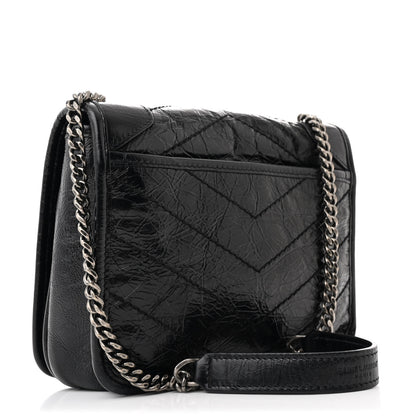 Saint Laurent Crinkled Calfskin Matelasse Monogram Niki Chain Wallet Black 3 of 11
