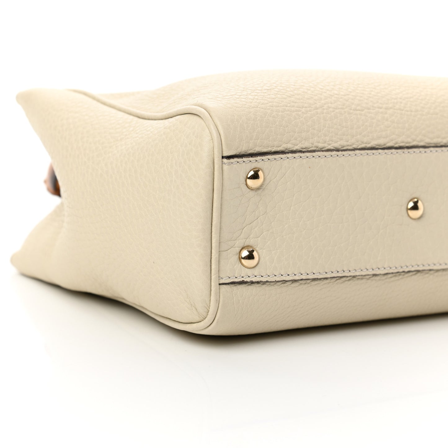 Calfskin Mini Bamboo Shopper Tote Off White