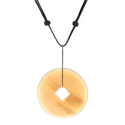 Hermes Buffalo Horn Tsuba Pendant Necklace 1 of 5