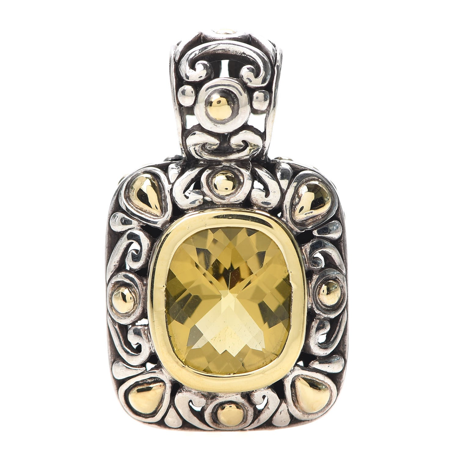 John Hardy Sterling Silver 18K Yellow Gold Citrine Enhancer Pendant 1 of 3