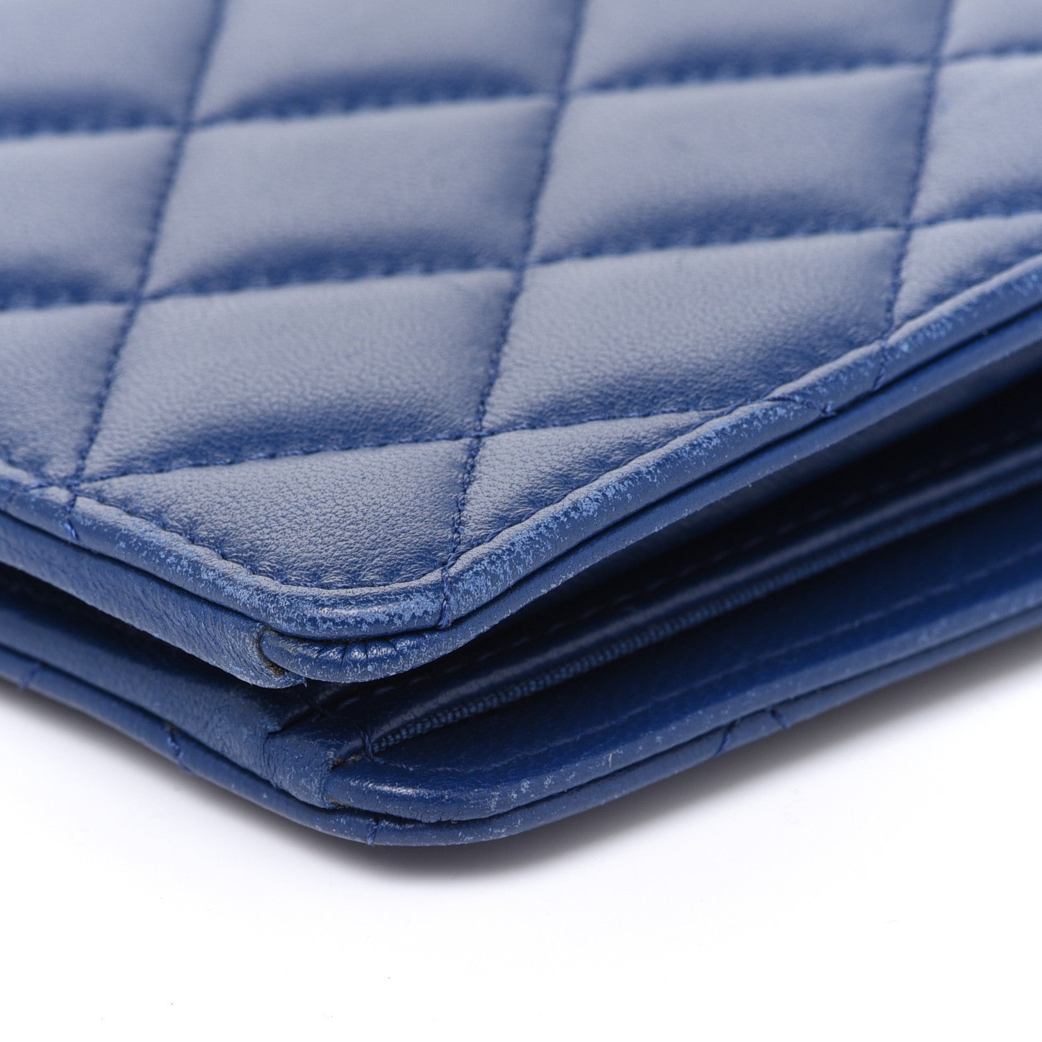 Chanel Lambskin Quilted Yen Wallet Blue 12 of 14