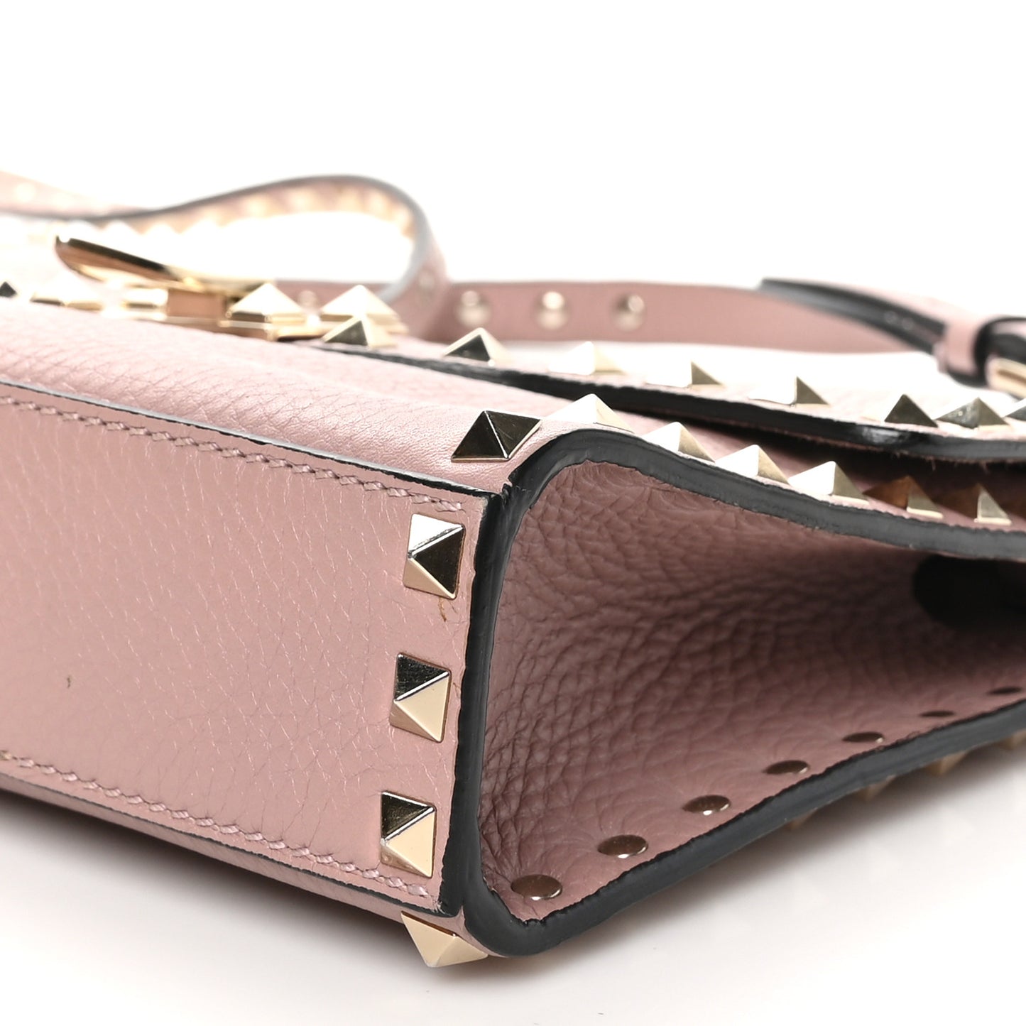 Pebbled Calfskin Medium Rockstud Flip Lock Crossbody Bag Poudre