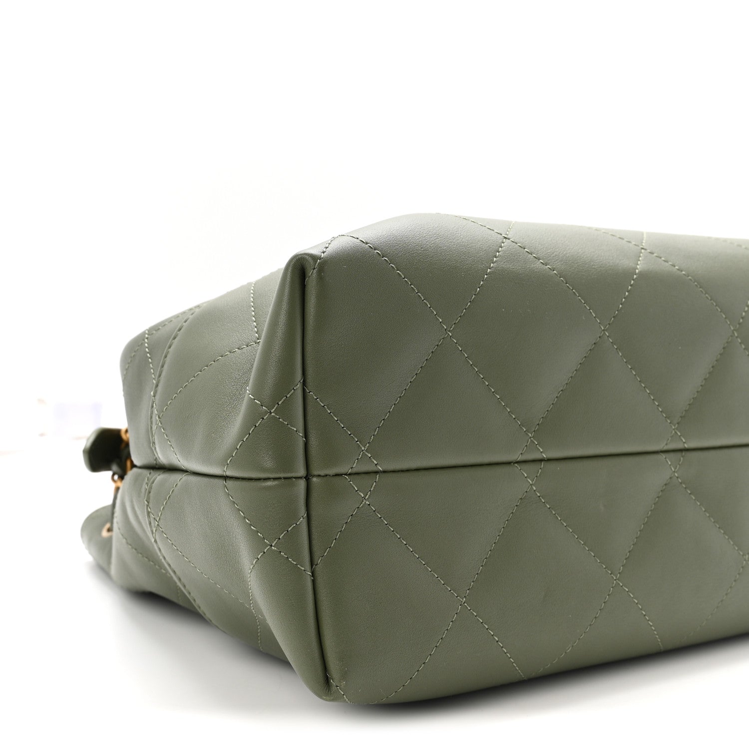 Chanel Calfskin Quilted Small Coco Base Shopping Bag Khaki 9 of 10