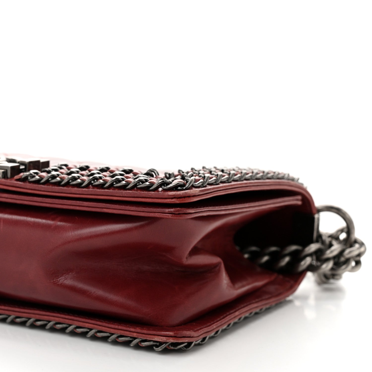 Chanel Glazed Calfskin Quilted Medium Boy Chained Flap Bordeaux 10 of 11