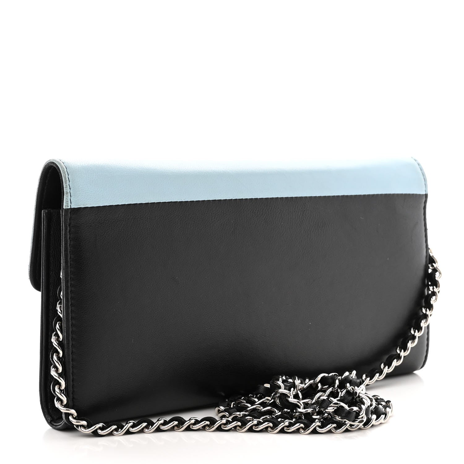 Chanel Lambskin Airlines Wallet On Chain WOC Blue Black Red 3 of 12