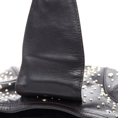 Burberry Calfskin Hackford Studded Hobo Brown 8 of 12