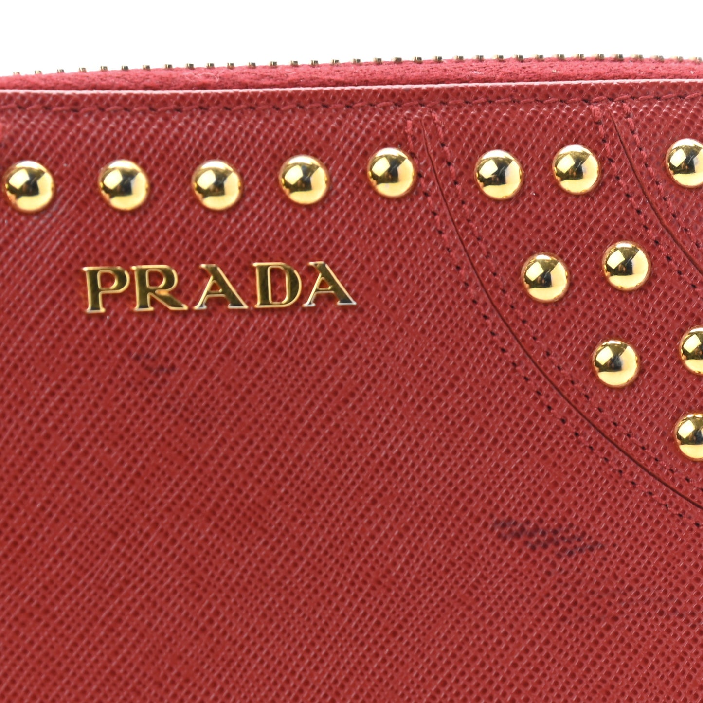 Saffiano Studded Zip Around Wallet Red