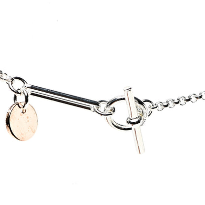 Hermes Sterling Silver 18K Rose Gold GM Ex-Libris Long Pendant Necklace 4 of 5