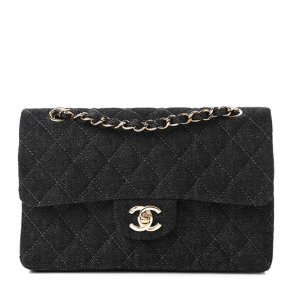 Chanel Denim Quilted Small Double Flap Black 1 of 10