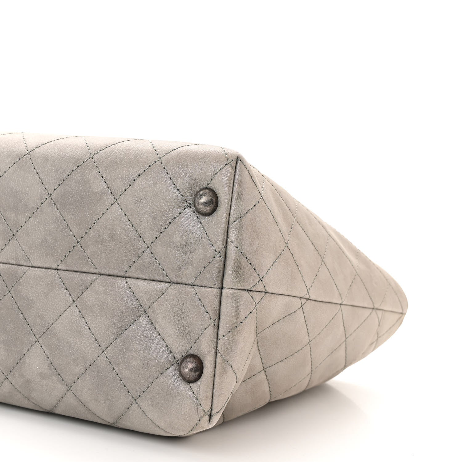 Chanel Metallic Calfskin Quilted Small Shopping In Chains Tote Silver 10 of 10