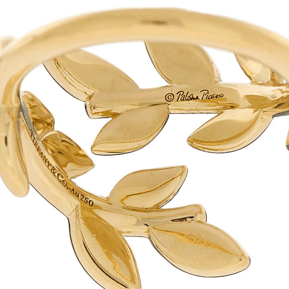 Tiffany 18K Yellow Gold Paloma Picasso Olive Leaf Bypass Ring 48 4.5 4 of 5