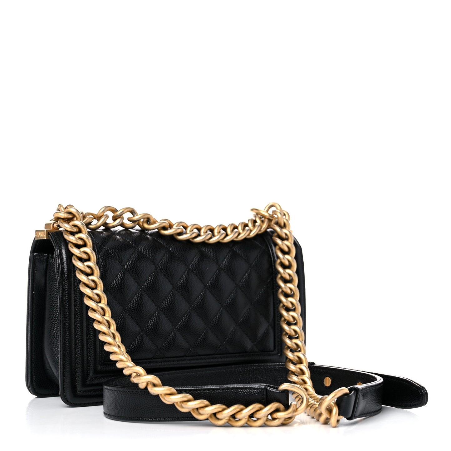 Caviar Quilted Small Boy Flap Black