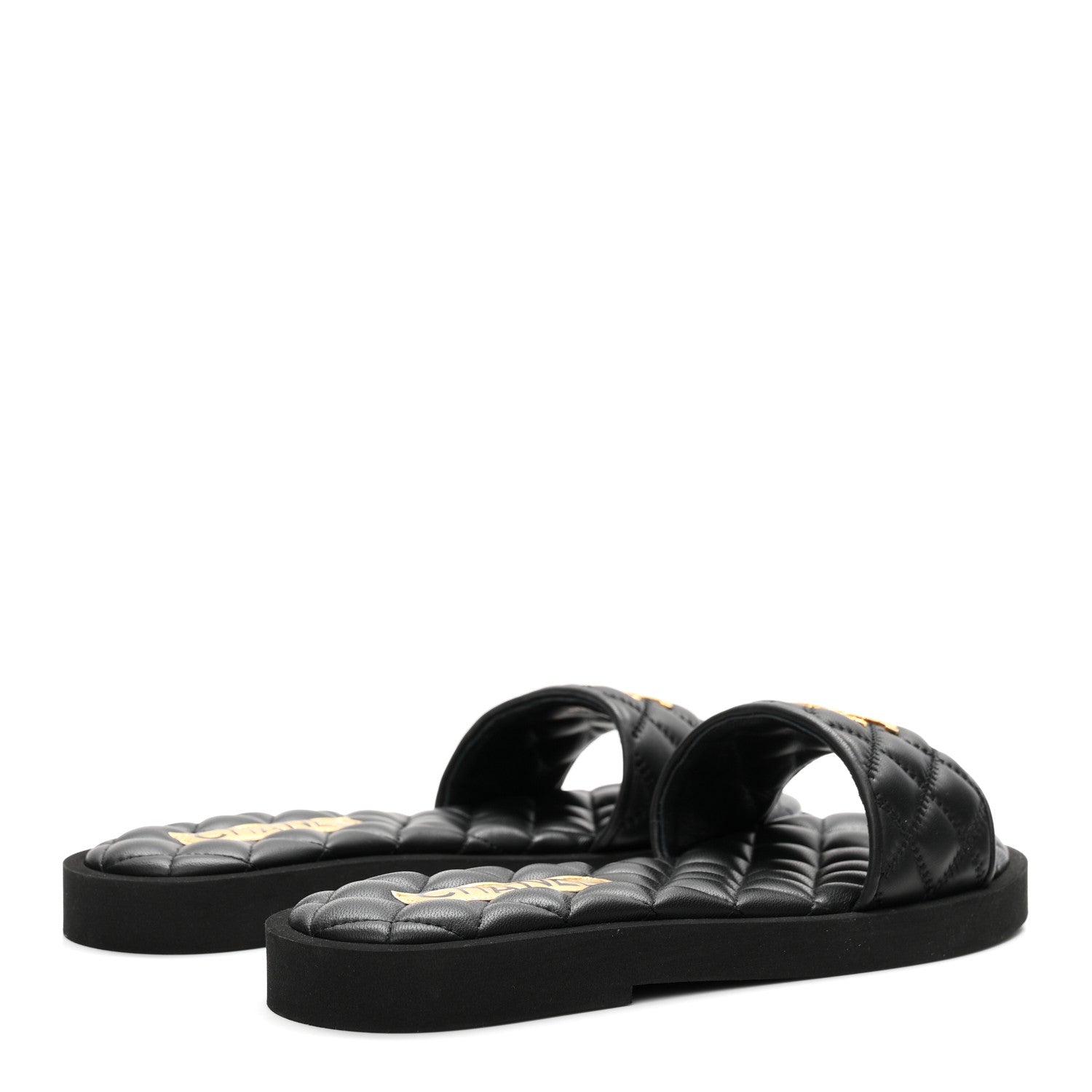 Chanel Lambskin Quilted Textured CC Mules Sandals 38.5 Black 5 of 10