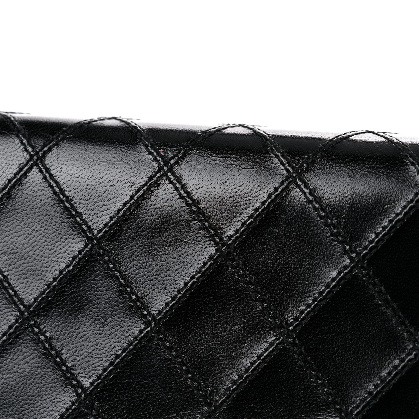 Lambskin Diamond Stitched Wallet On Chain WOC Black