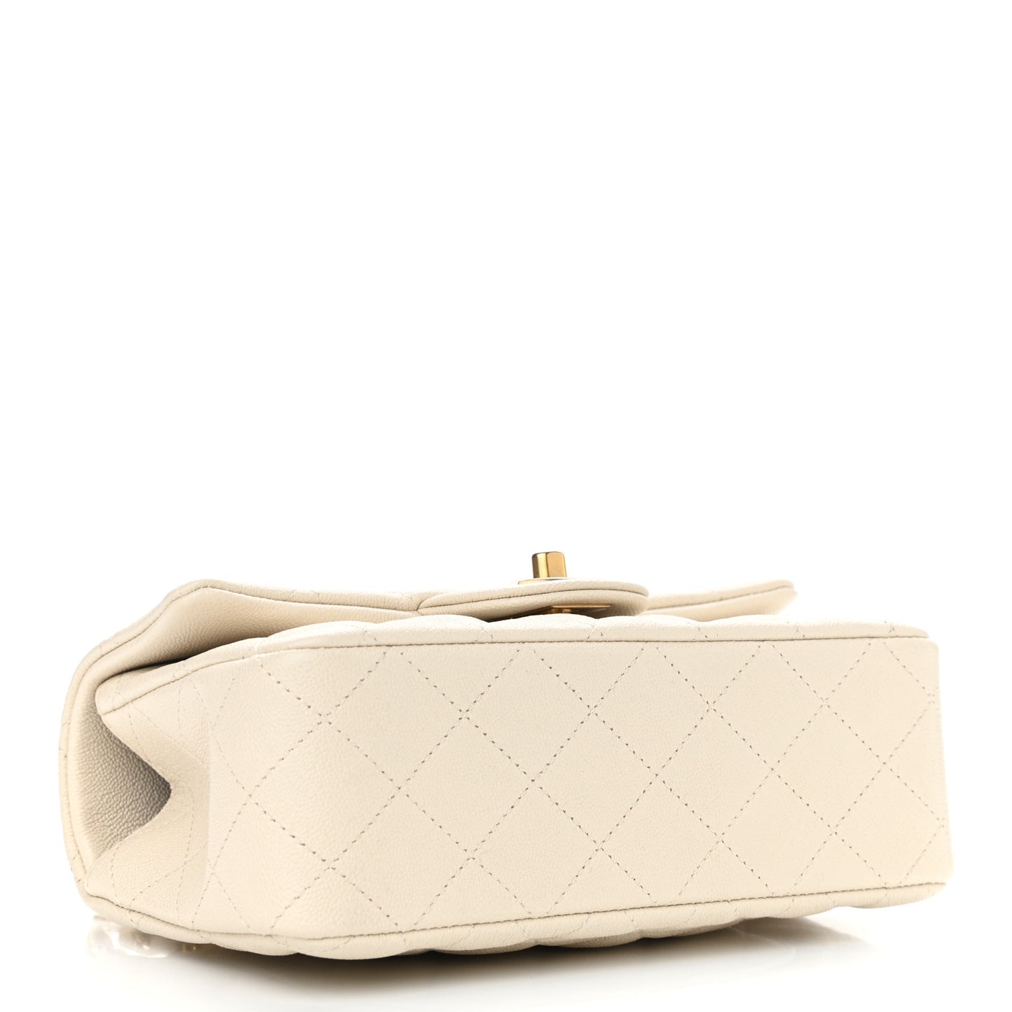 Caviar Quilted Mini Top Handle Rectangular Flap Beige