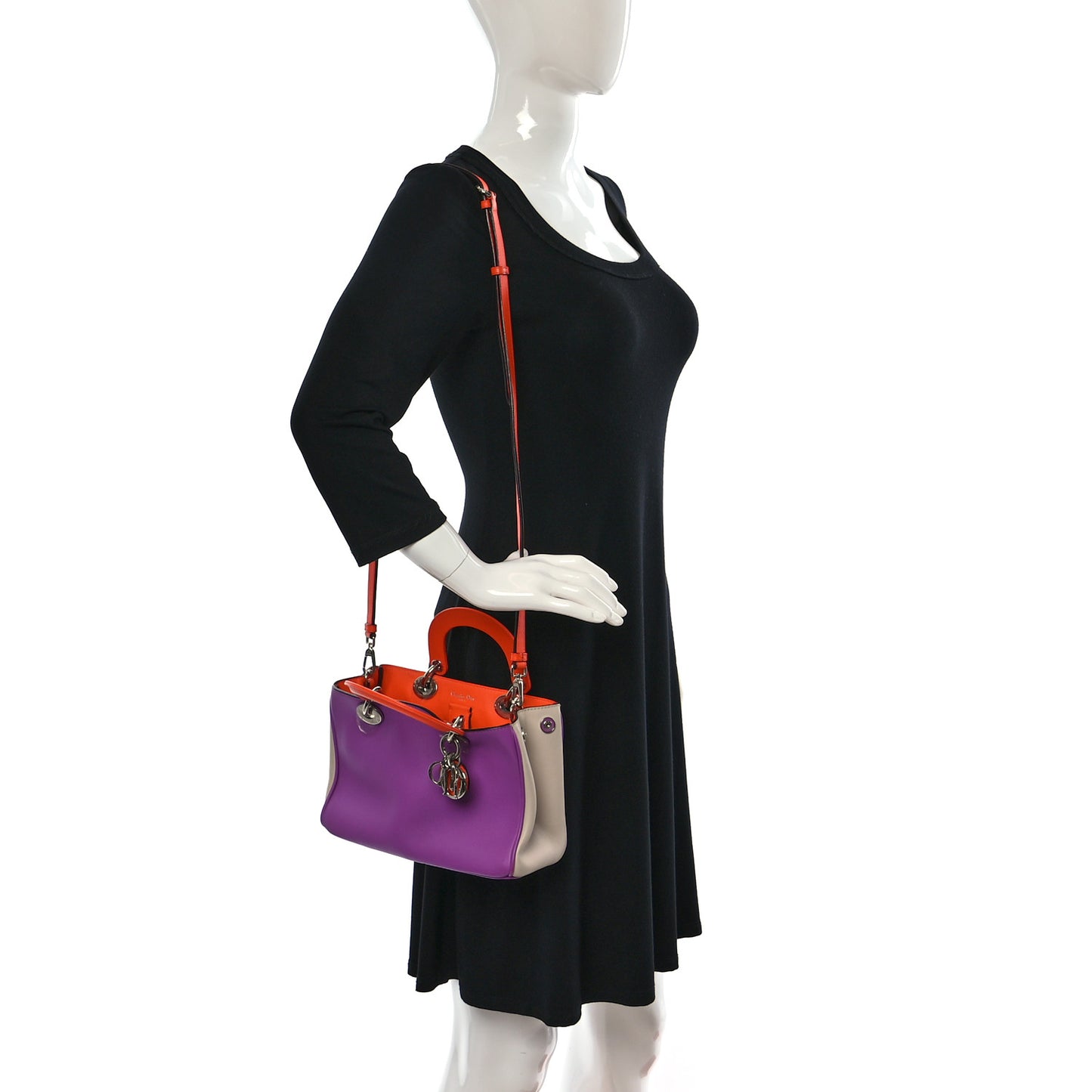 Smooth Calfskin Tri-Color Medium Diorissimo Tote Parme Sand