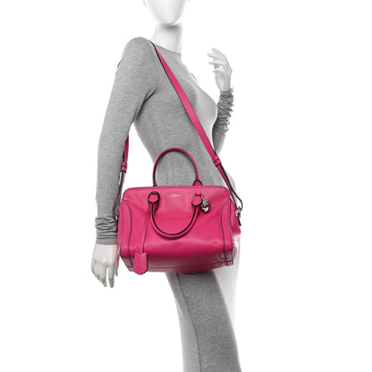 Alexander McQueen Pebbled Calfskin Small Skull Padlock Zip Around Tote Bouganville 2 of 18