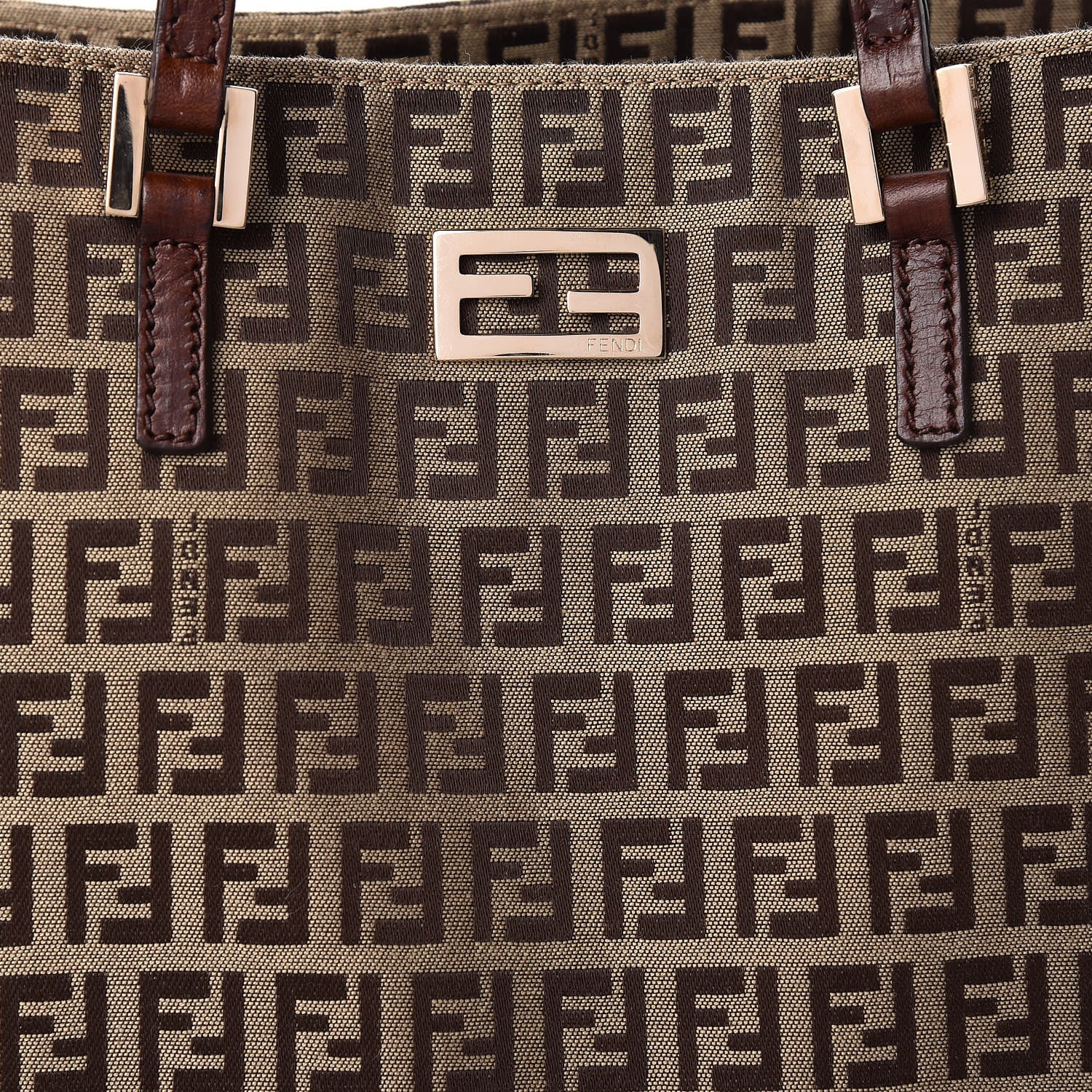 Fendi Zucchino Vitello Tote Mogano Panna Bruciato 8 of 14