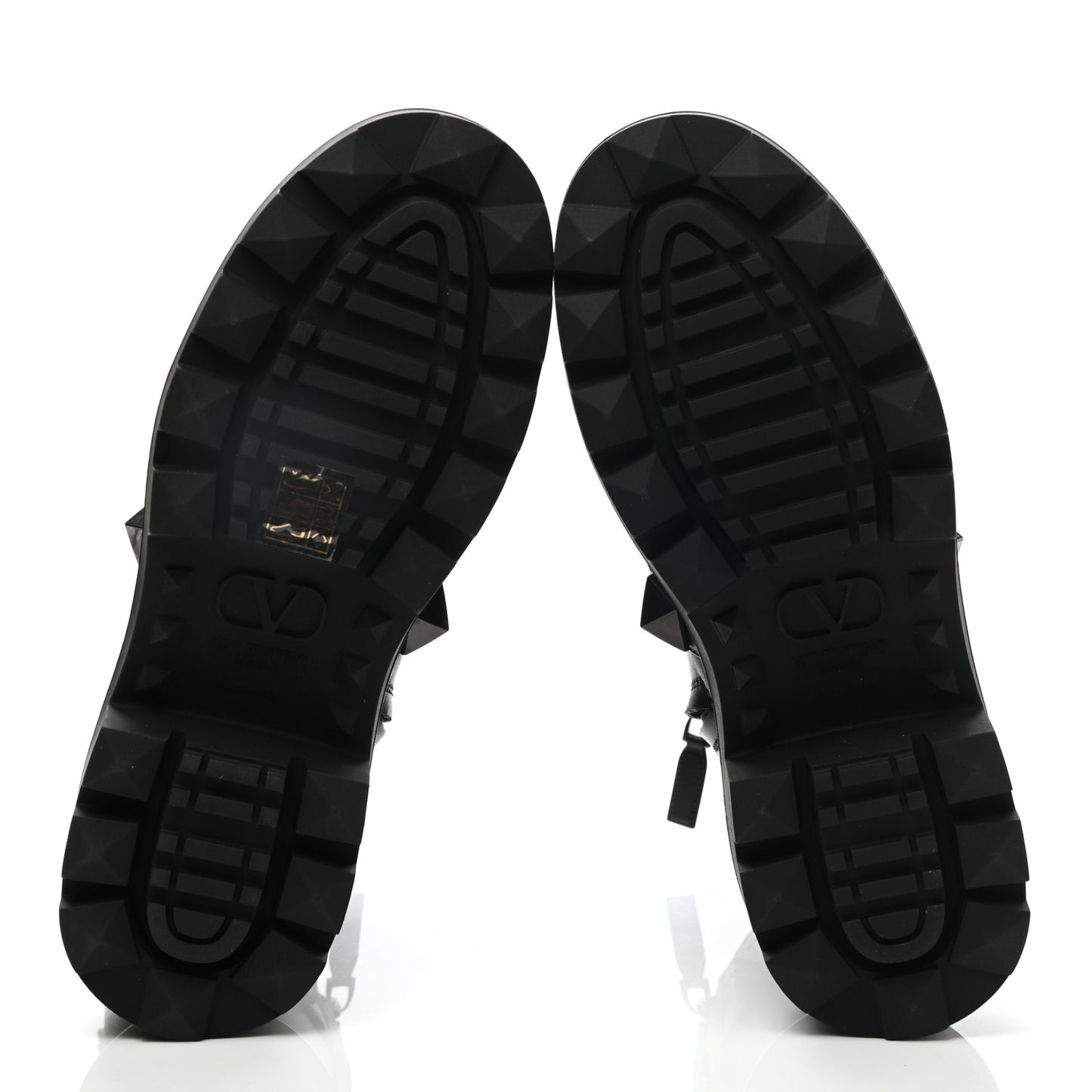 Calfskin Tonal Roman Stud 20/40mm Combat Boots 37.5 Black