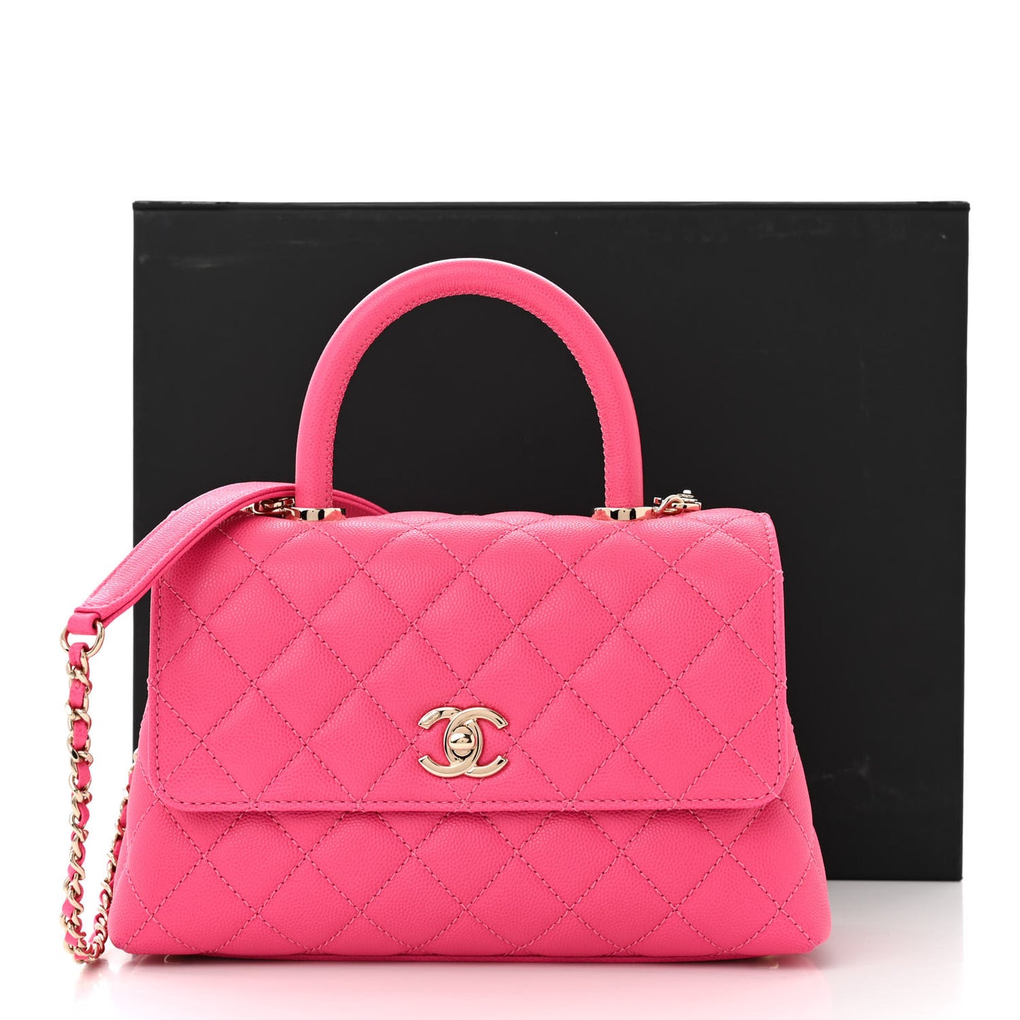 Caviar Quilted Mini Coco Handle Flap Rose
