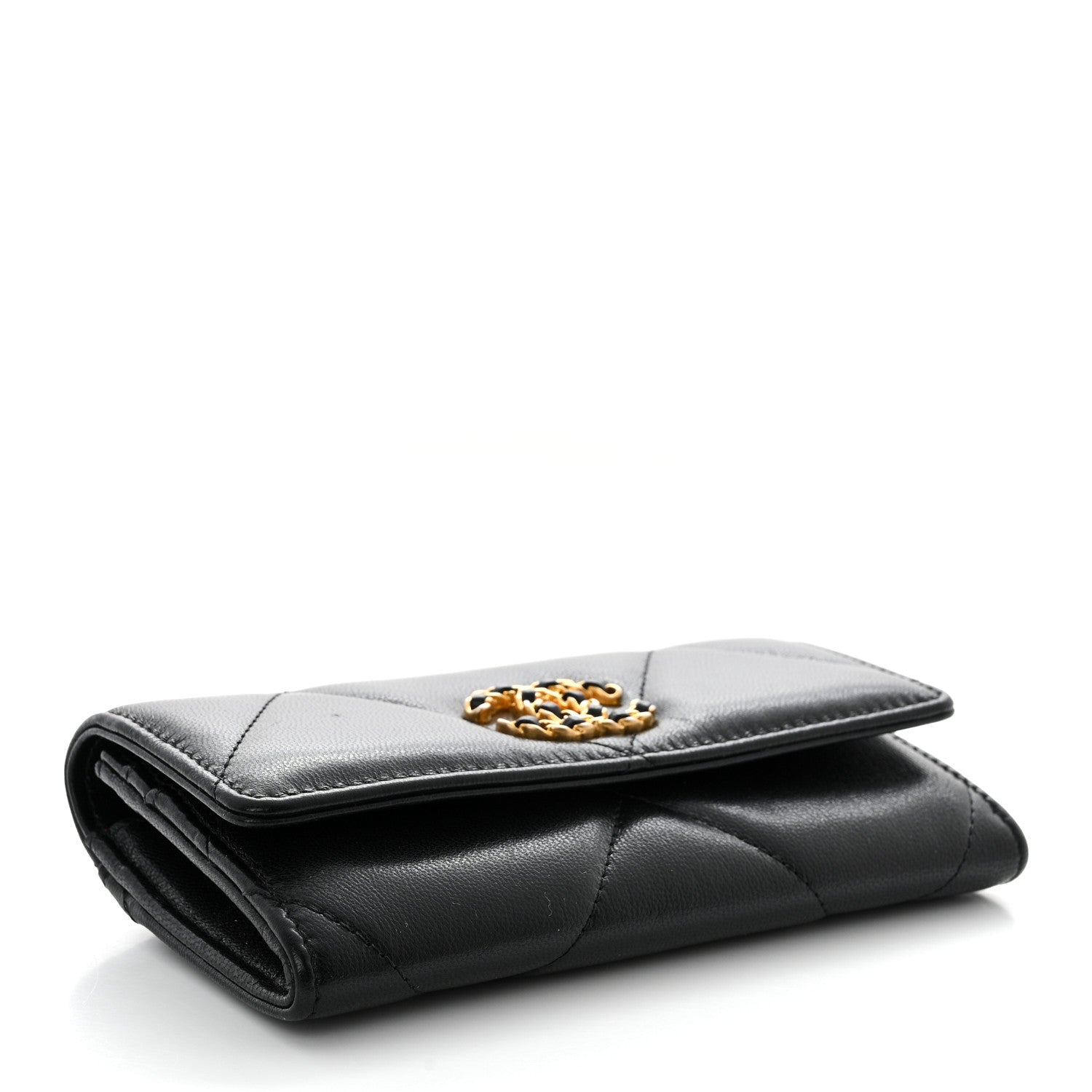 Chanel Lambskin Quilted Chanel 19 Flap Wallet Black 4 of 10