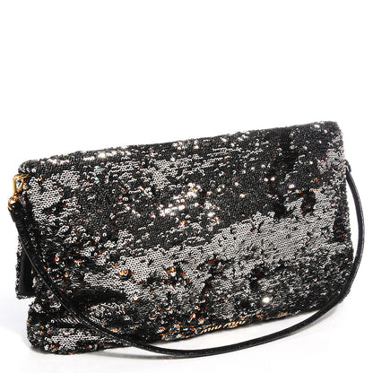 Miu Miu Oversized Sequined Clutch Argento 3 of 10