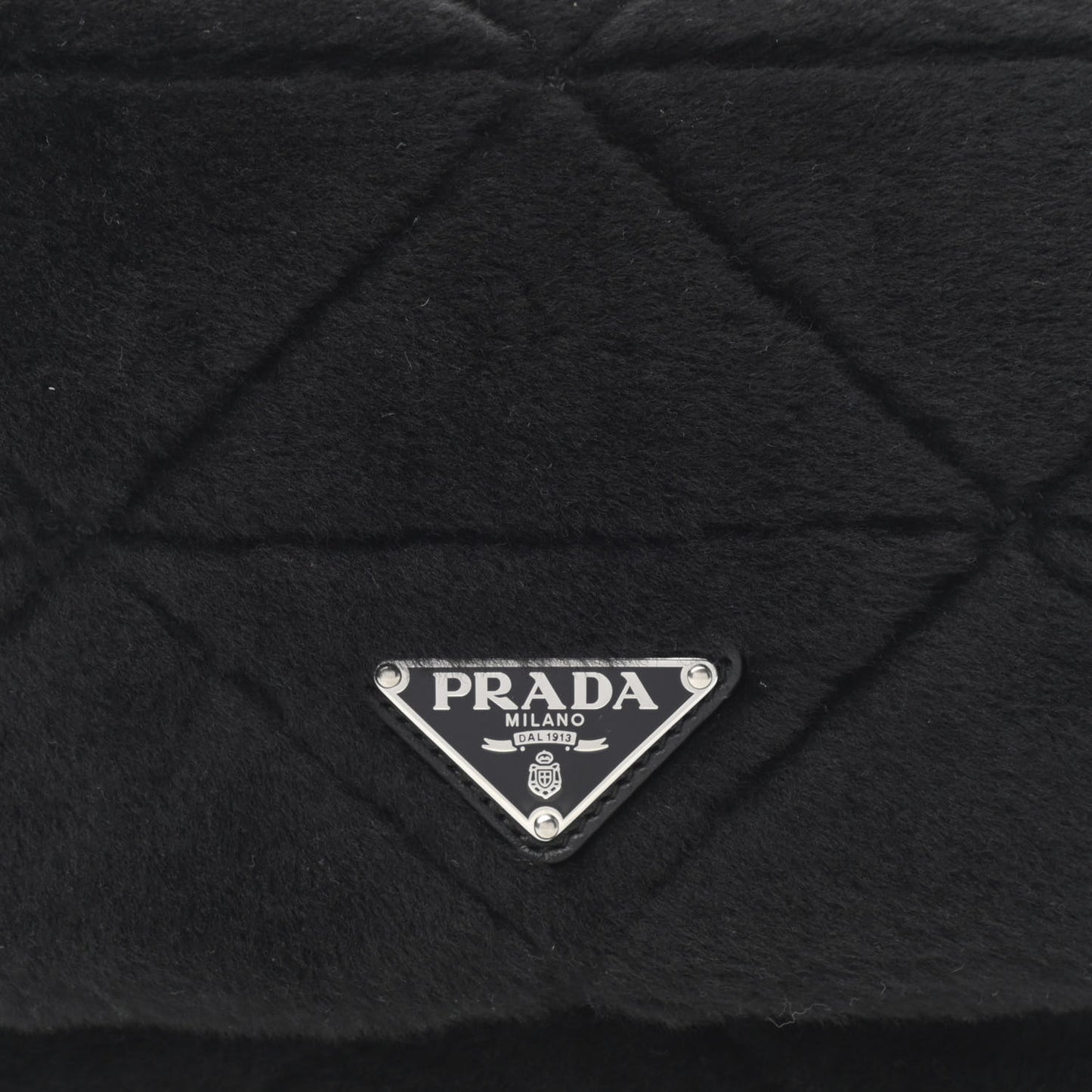 Shearling Nappa Triangle Quilted Patchwork System Flap Shoulder Bag Black