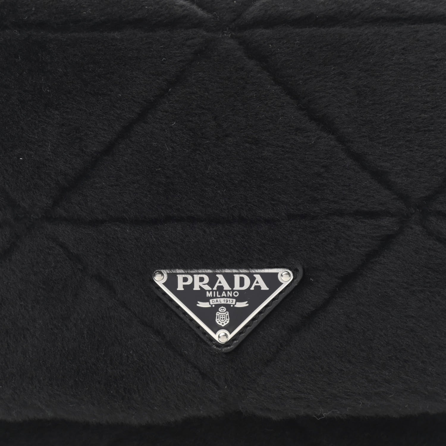 Prada Shearling Nappa Triangle Quilted Patchwork System Flap Shoulder Bag Black 9 of 11