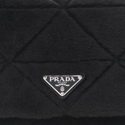 Prada Shearling Nappa Triangle Quilted Patchwork System Flap Shoulder Bag Black 9 of 11