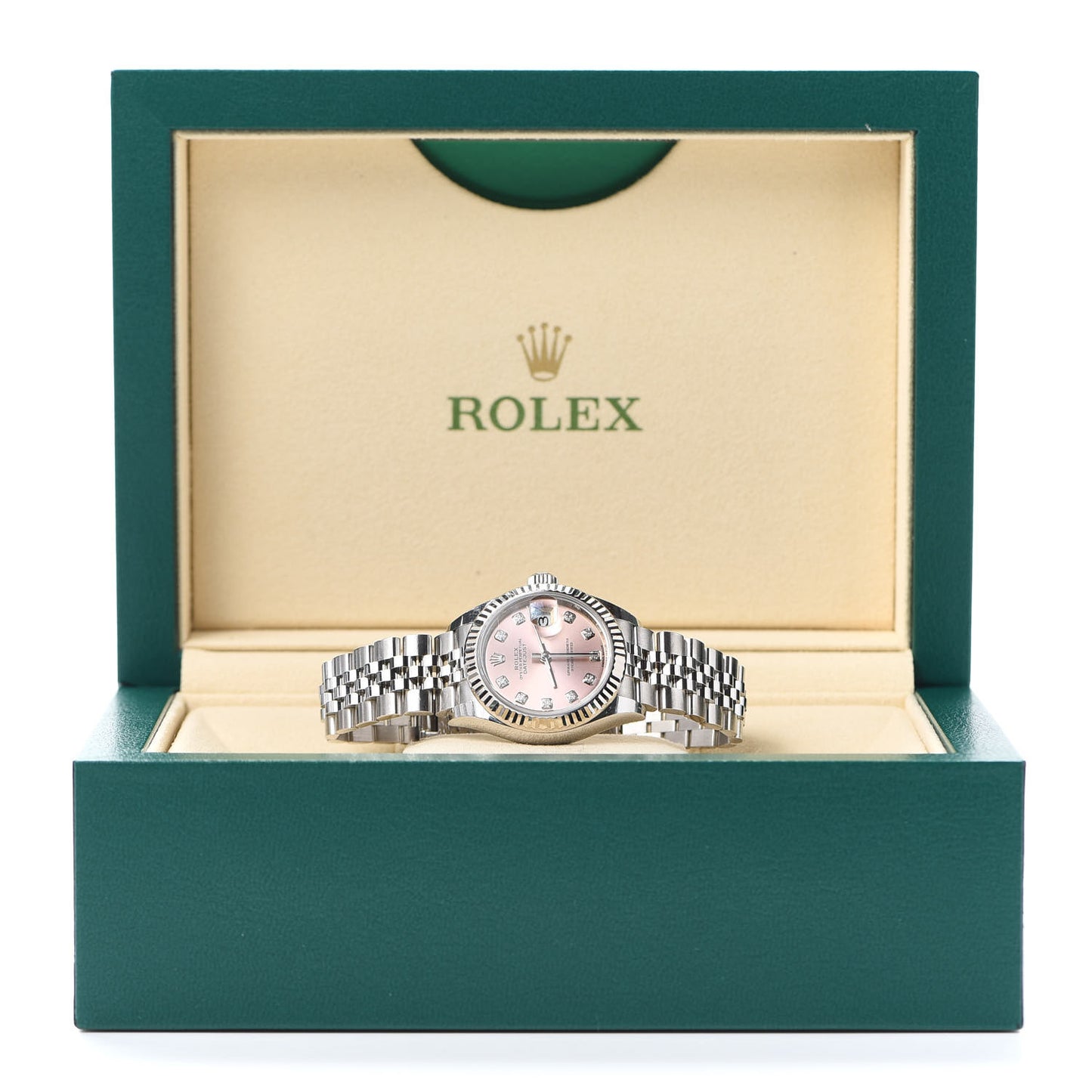 Stainless Steel 18K White Gold Diamond 28mm Oyster Perpetual Datejust Watch Pink 279174