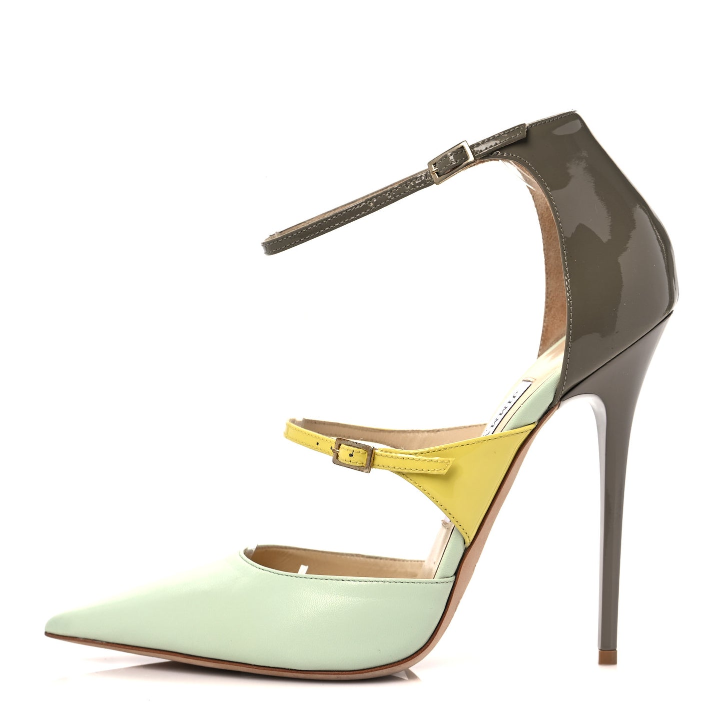 Kid Patent Typhoon Ankle Strap Pumps 38 Lime