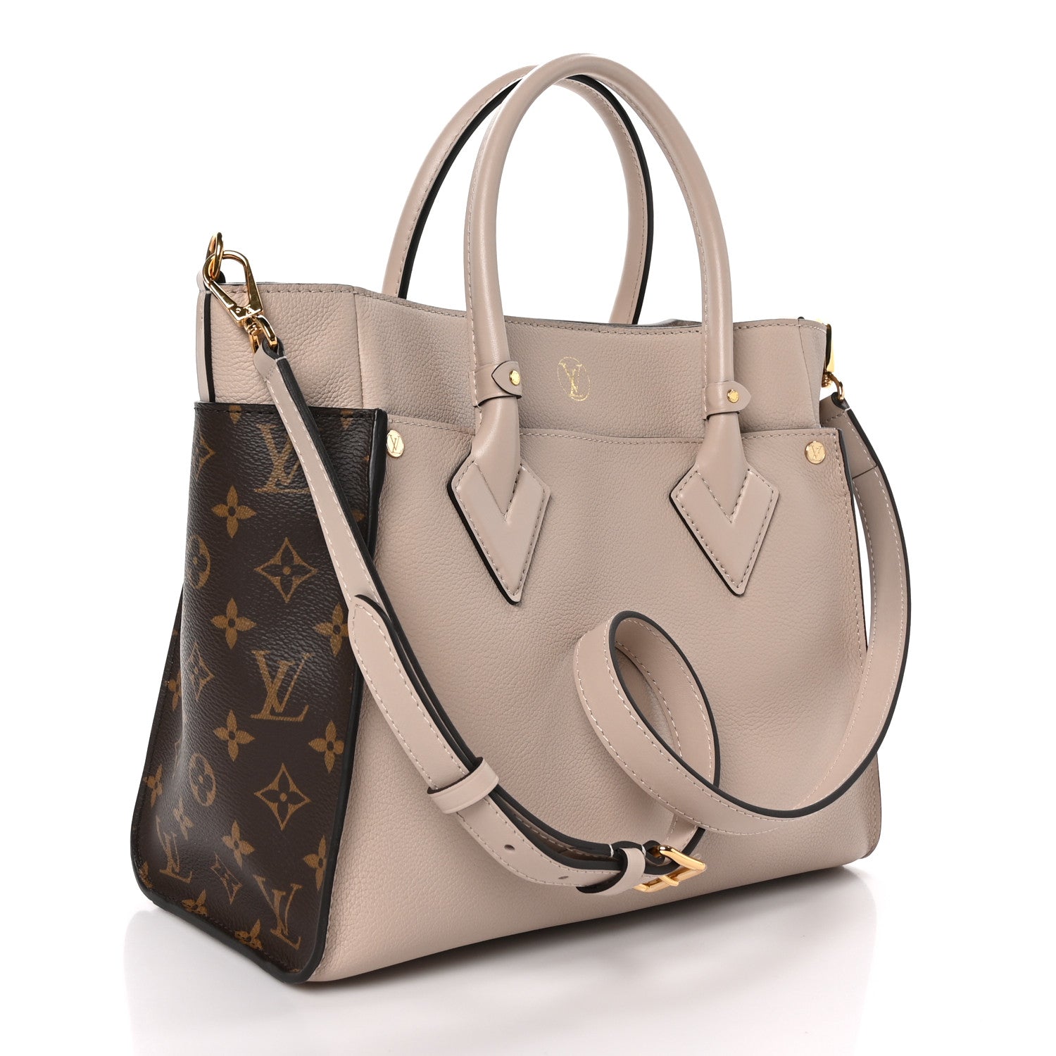Louis Vuitton Calfskin Monogram On My Side Greige 3 of 9