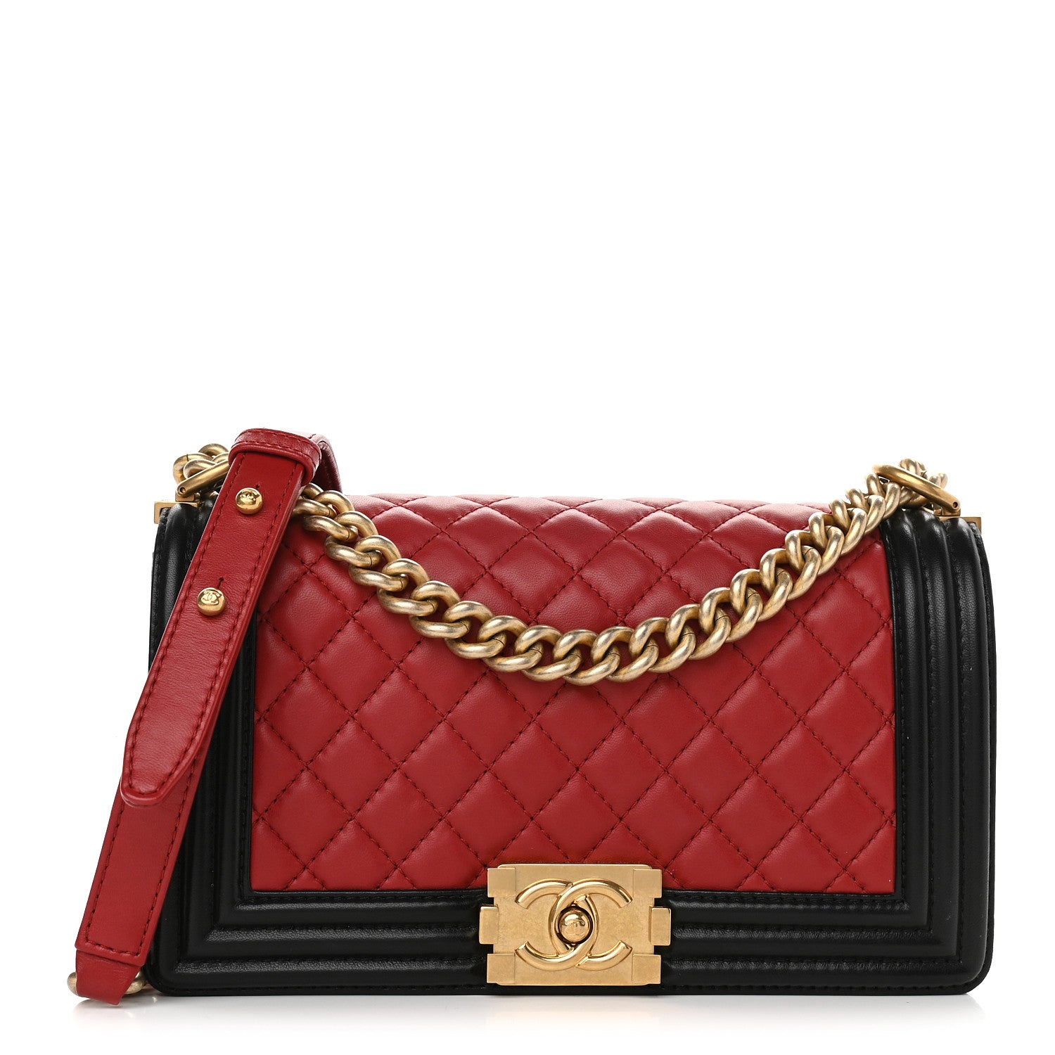 Chanel Lambskin Quilted Medium Boy Flap Dark Red Black 1 of 9