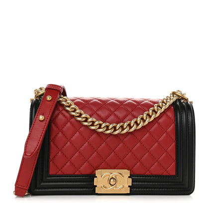 Chanel Lambskin Quilted Medium Boy Flap Dark Red Black 1 of 9