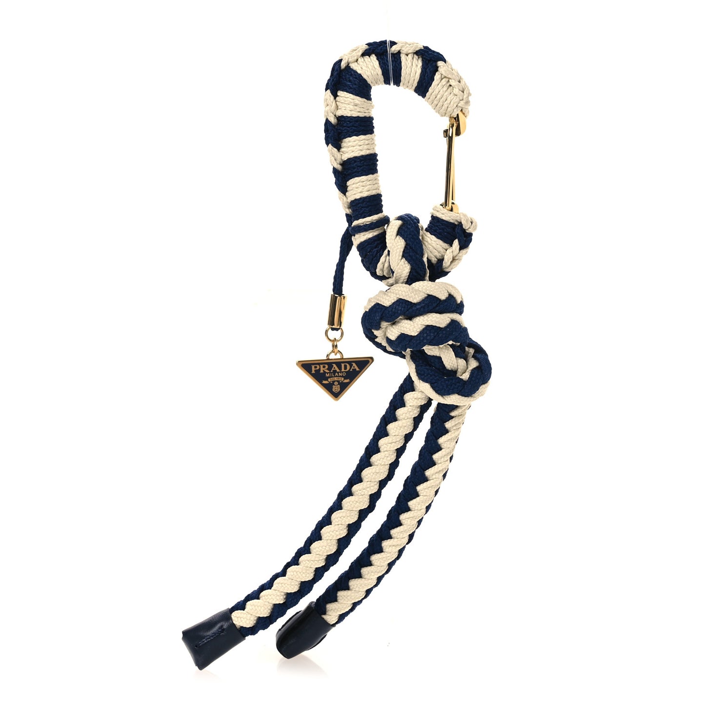 Cotton Striped Metal Triangle Logo Cord Keychain Blue White