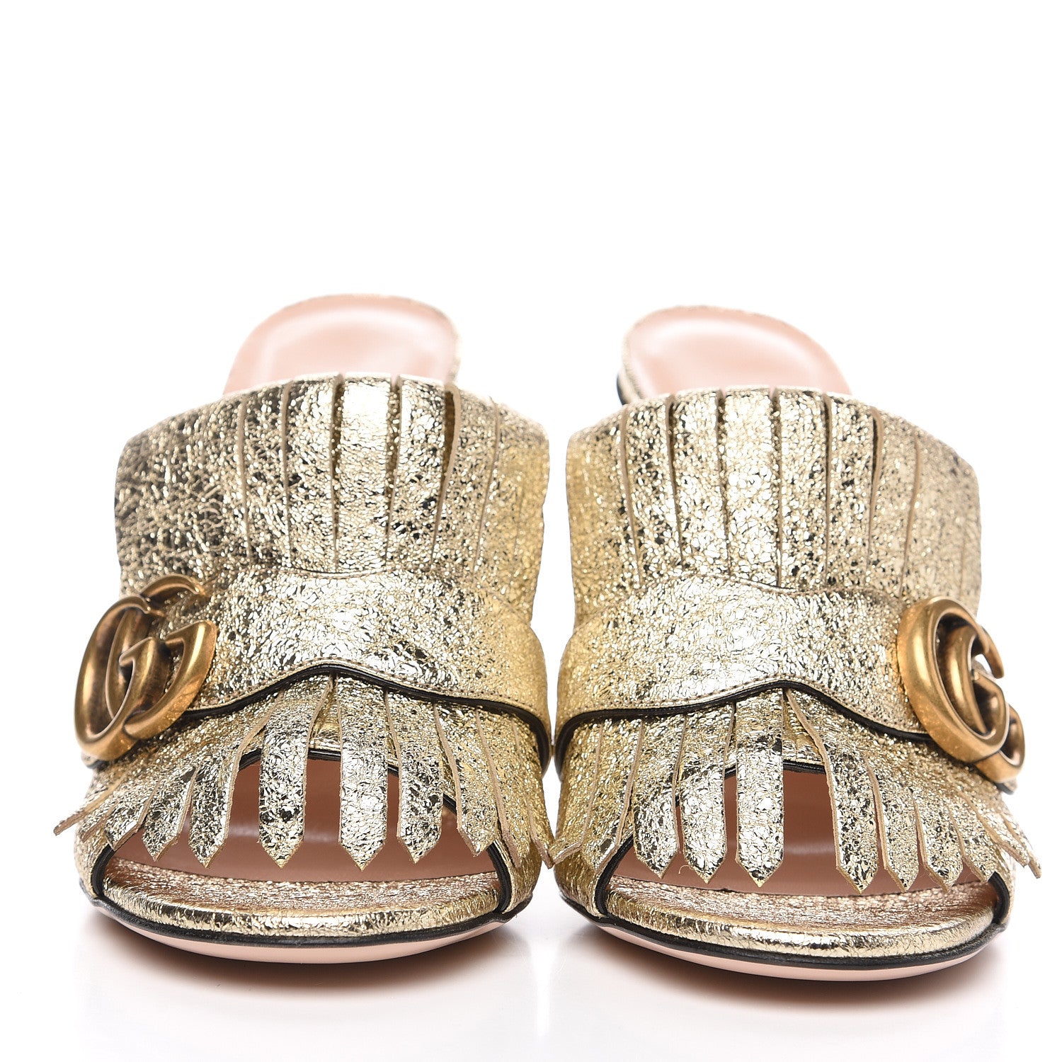 Gucci Galassia GG Marmont Fringe 105mm Slide Sandals 35.5 Platino 2 of 8
