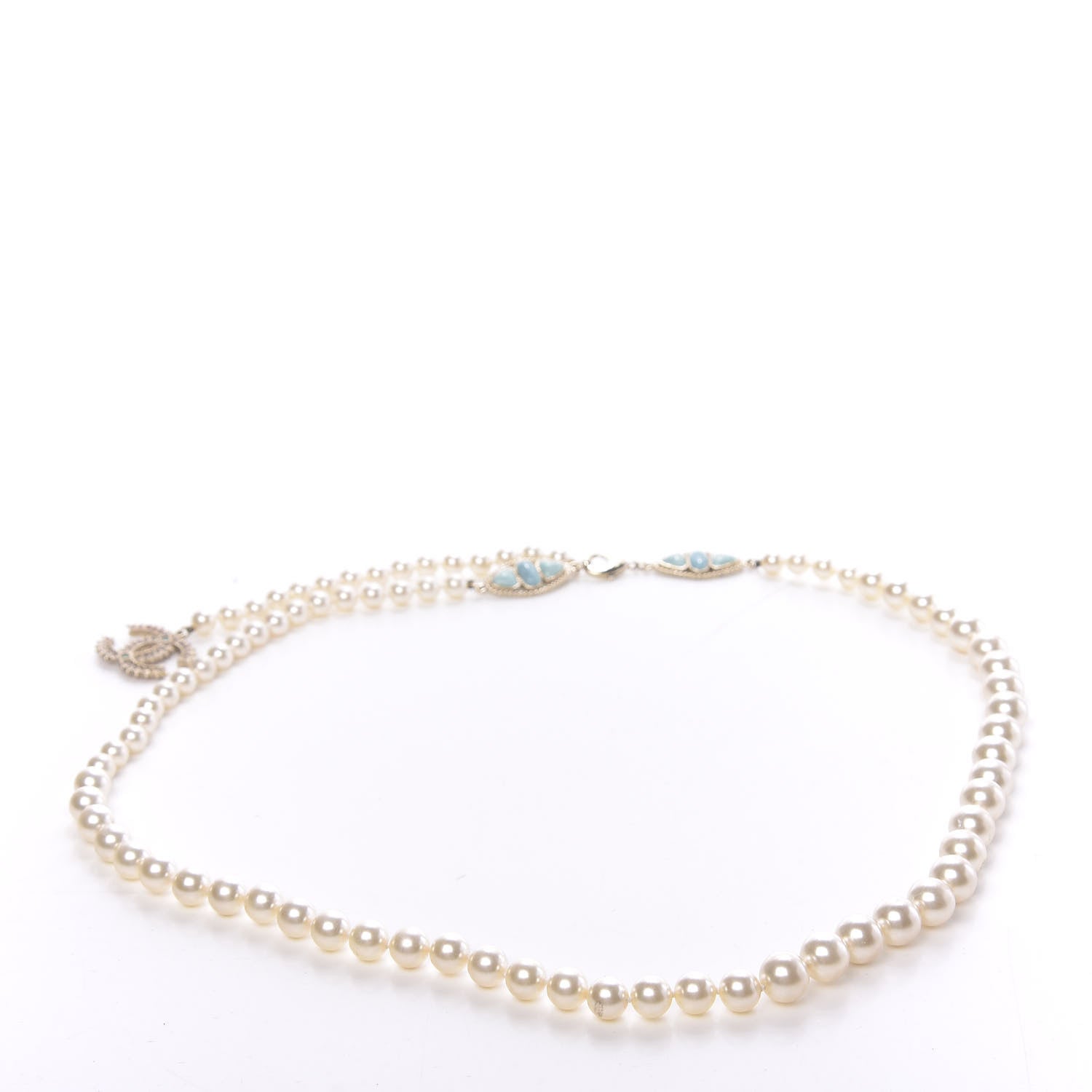 Chanel Pearl CC Belt Turquoise Burgundy 2 of 4