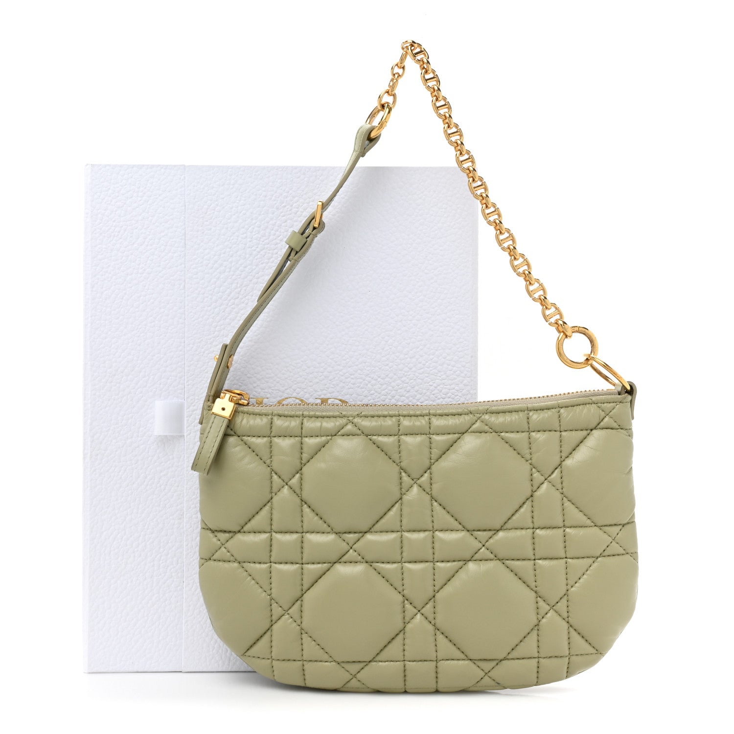 Christian Dior Calfskin Cannage Caro Pouch Desert Sage 11 of 11