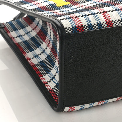 Gucci Canvas Plaid ICCUG Embroidered Small Tote Bag Black White Red Blue Smile Yellow 7 of 8