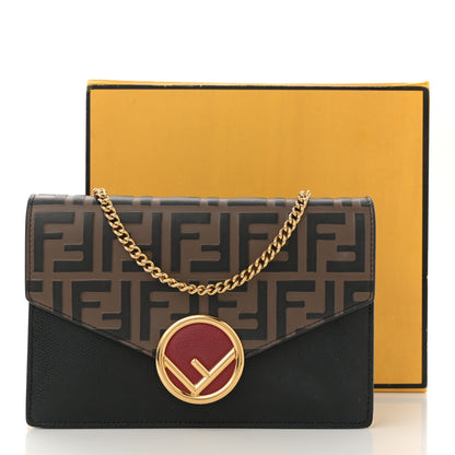 Fendi Vitello Cruise F is Fendi Bi-Color FF 1974 Embossed Medium Envelope Wallet On Chain Black Maya 11 of 11
