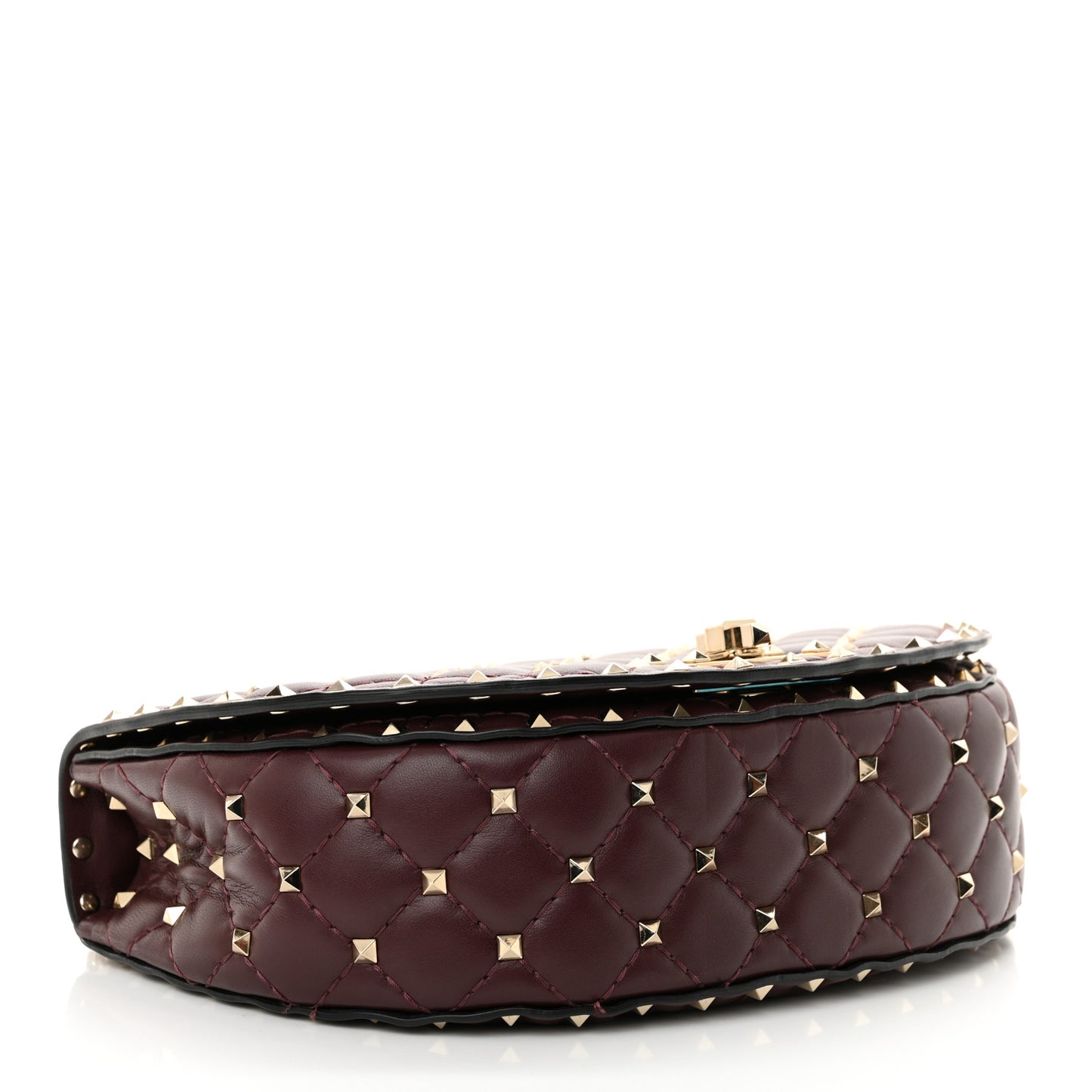Nappa Medium Rockstud Spike Halfmoon Saddle Bag Rubin