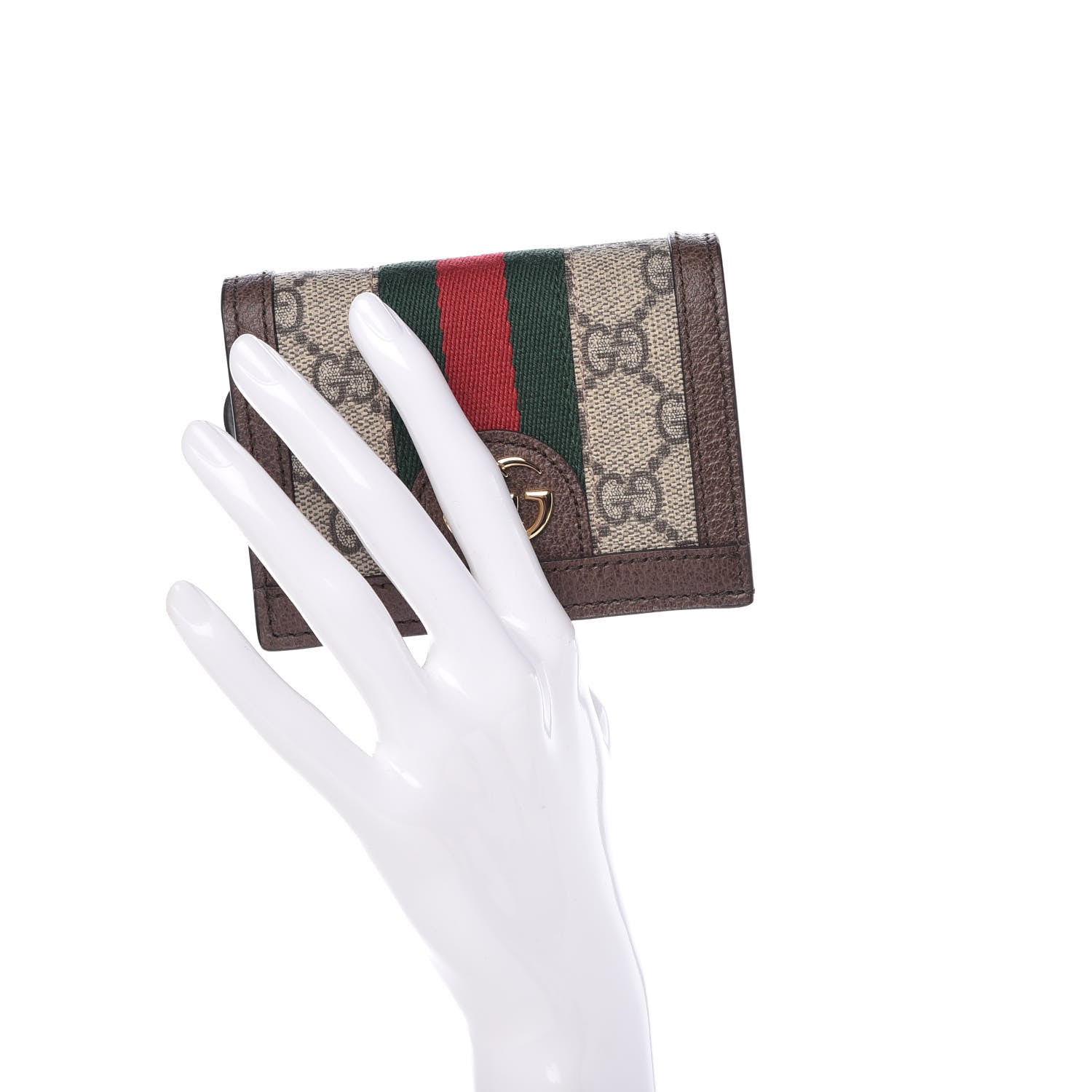 Gucci GG Supreme Monogram Web Ophidia Card Case Beige New Acero 2 of 8