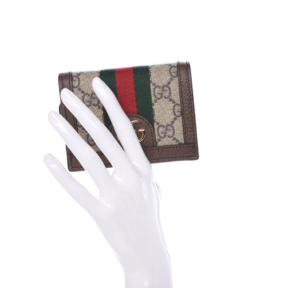 Gucci GG Supreme Monogram Web Ophidia Card Case Beige New Acero 2 of 8