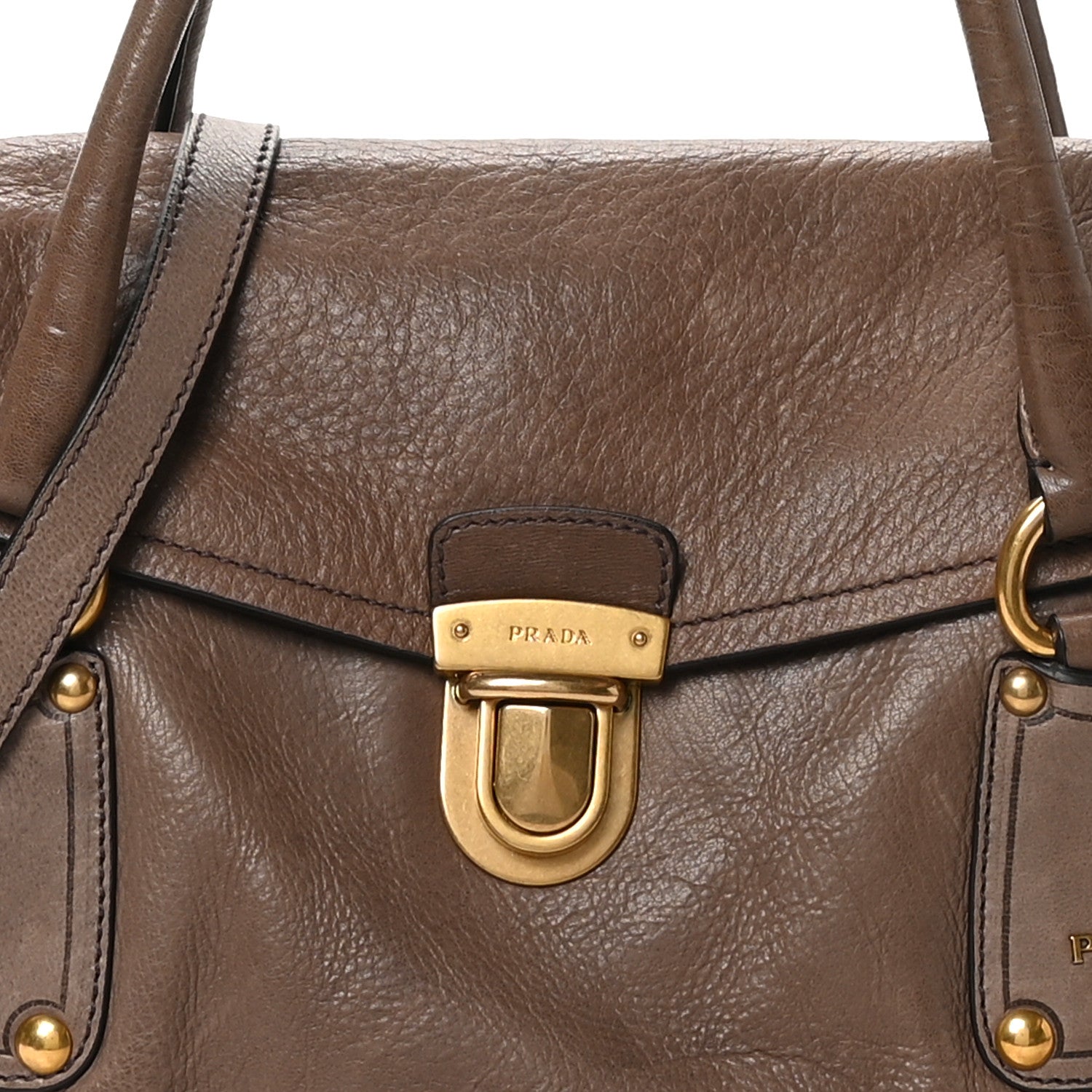 Prada Cervo Antik Buckle Foldover Pushlock Satchel Pietra 7 of 9