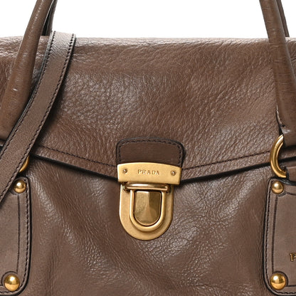 Prada Cervo Antik Buckle Foldover Pushlock Satchel Pietra 7 of 9