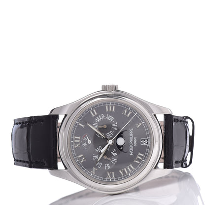 Patek Philippe Platinum Alligator 37mm Annual Calendar Moonphase Automatic Watch Black 5056P-001 3 of 12