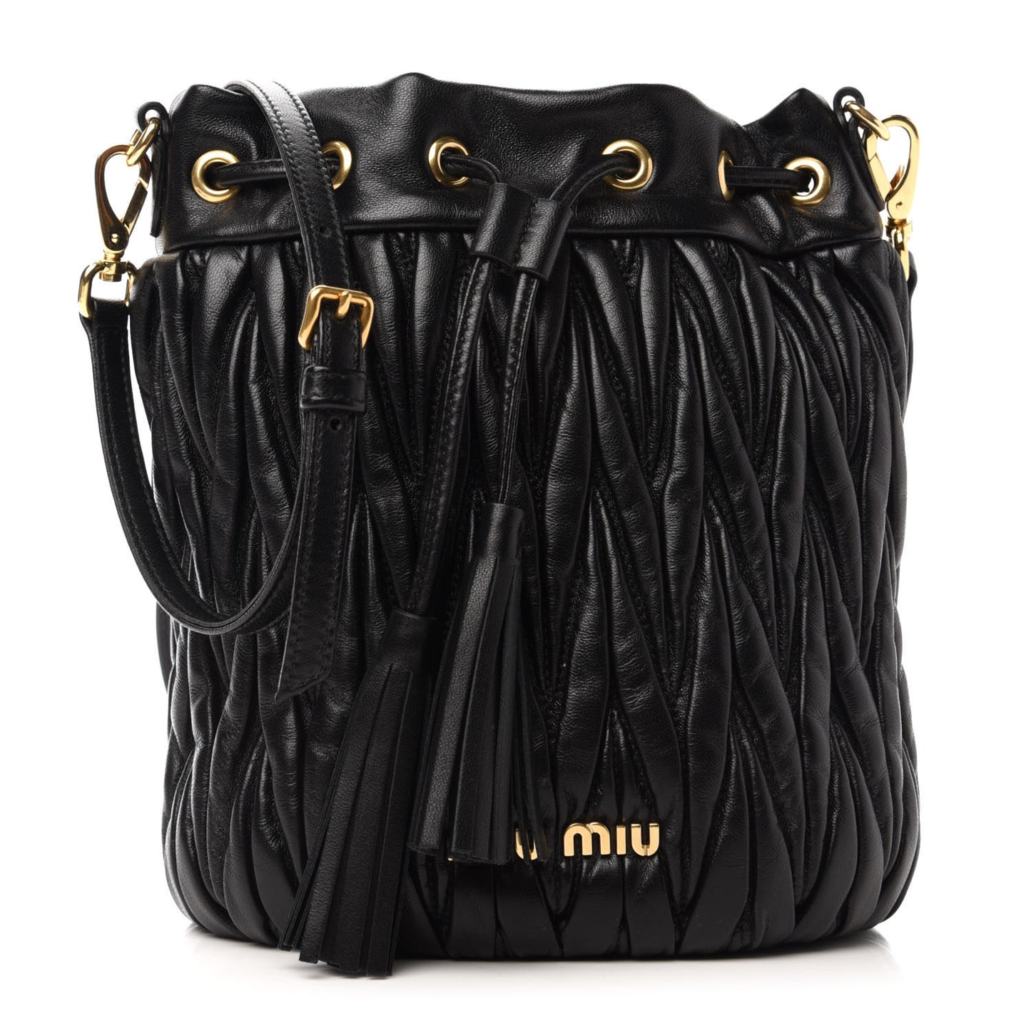 Nappa Matelasse Small Bucket Bag Black